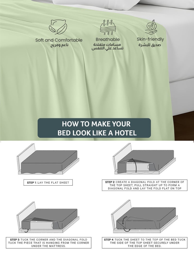 REST Flat Bedsheet 200x220cm Plush Mint Green Breathable Machine Washbale Bedsheet Extra Soft Easy Fit Highly Breathable Bedding & Linen Cover - Image 3